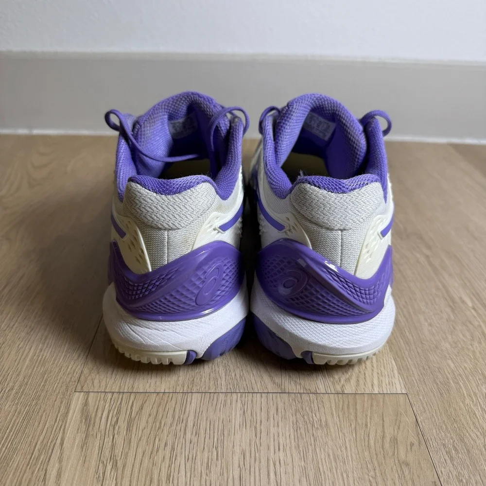 ASICS‎ Gel Resolution 9 Wide Womens Size 10 Cream Purple Tennis Shoes 1042A226